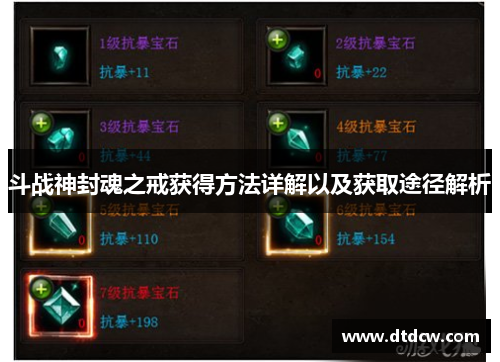 斗战神封魂之戒获得方法详解以及获取途径解析